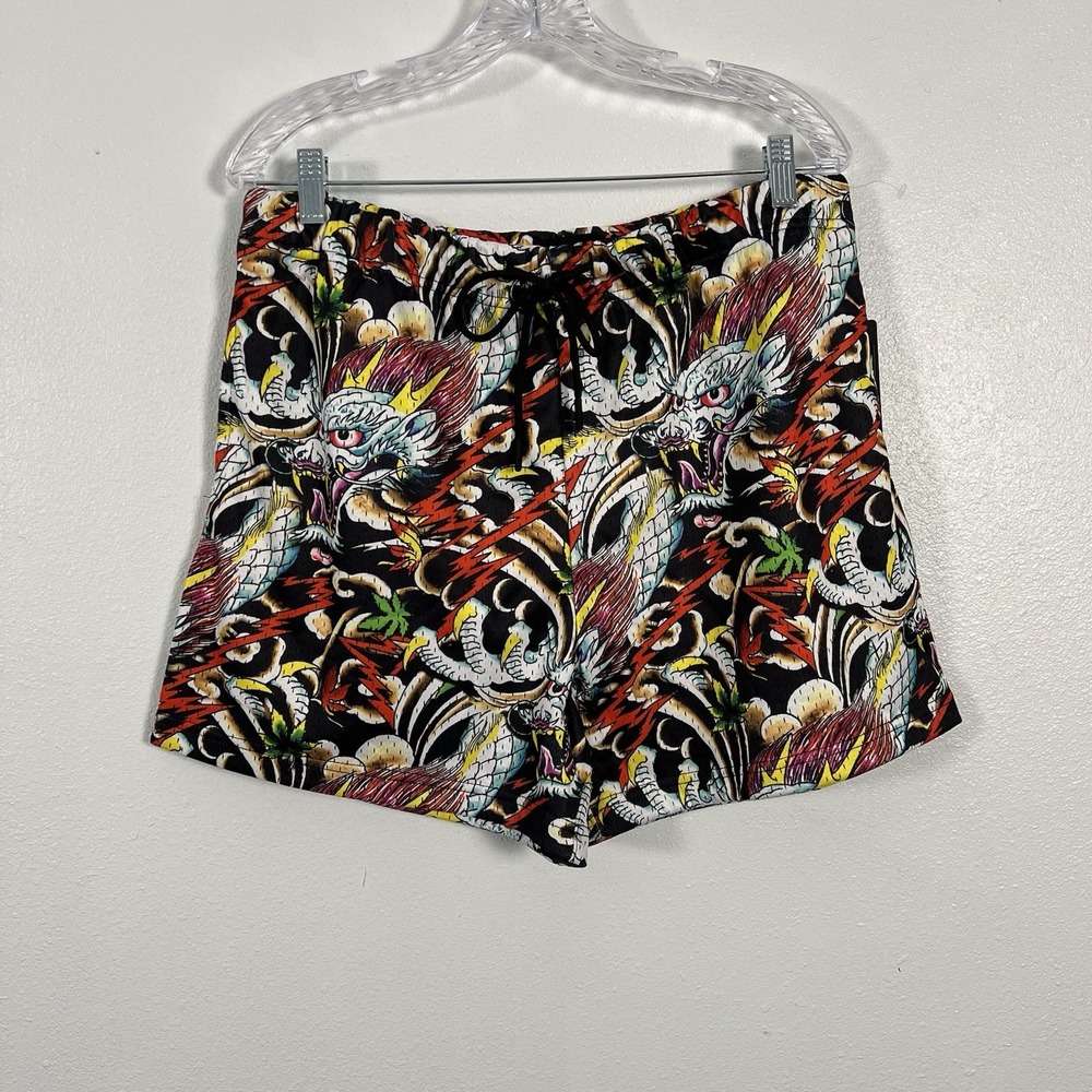 Ed Hardy Men's‎ Mesh Shorts  Dragon Tattoo Art Multicolor Large Drawstring